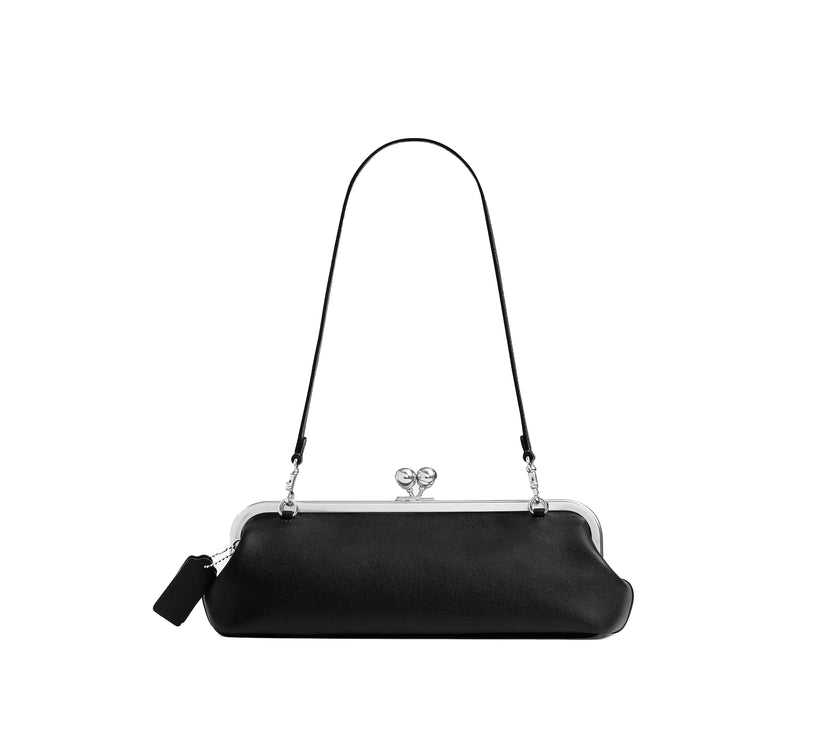 Coach Women's Kisslock Frame Bag 30 Silver/Black
