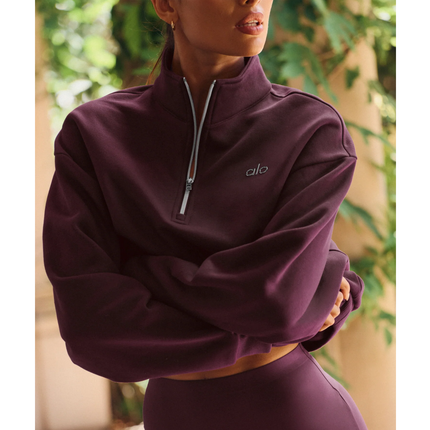 alo Women's Accolade 1/4 Zip Pullover Rich Bordeaux