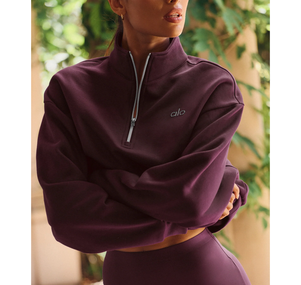 alo Women's Accolade 1/4 Zip Pullover Rich Bordeaux