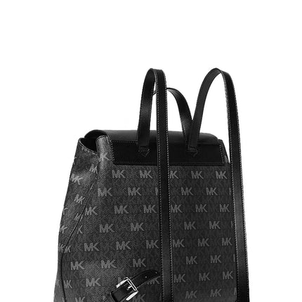 Michael Kors Women's Maya Medium Signature Logo Backpack Black/Silver