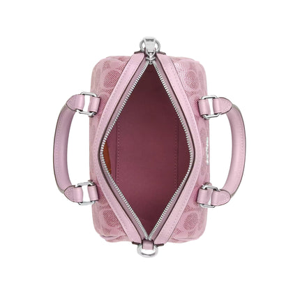 Coach Women's Boxed Mini Rowan Crossbody Bag And Mirror Bag Charm Set In Signature Canvas Silver/Pink