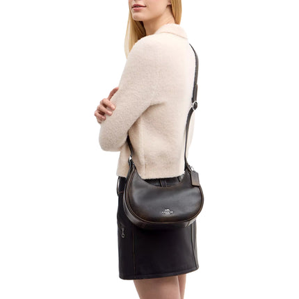 Coach Women's Emily Shoulder Bag In Loved Leather Silver/Black Brown