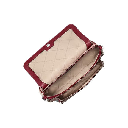 Michael Kors Women's Jet Set Travel Small Color-Block Signature Logo Crossbody Bag With Pouch Maroon