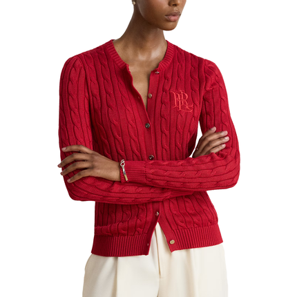 Polo Ralph Lauren Women's Cable-Knit Cotton-Blend Cardigan Ralph Red
