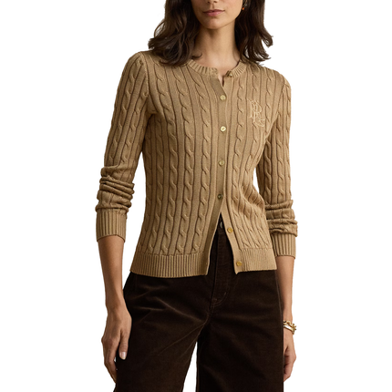 Polo Ralph Lauren Women's Cable-Knit Cotton-Blend Cardigan Lauren Camel
