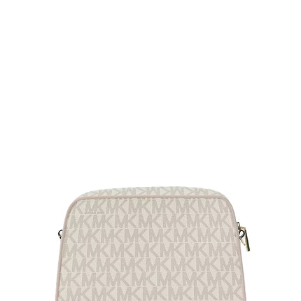 Michael Kors Women's Jet Set Small Signature Logo Camera Crossbody Bag Vanilla/Soft Pink