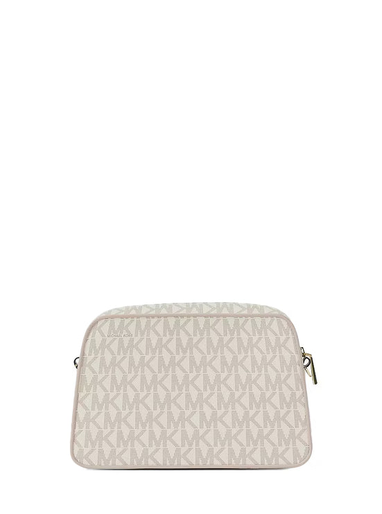 Michael Kors Women's Jet Set Small Signature Logo Camera Crossbody Bag Vanilla/Soft Pink