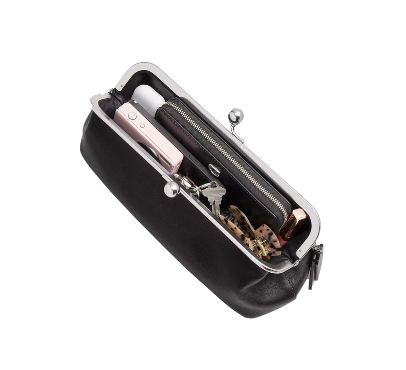 Coach Women's Kisslock Frame Bag 30 Silver/Black