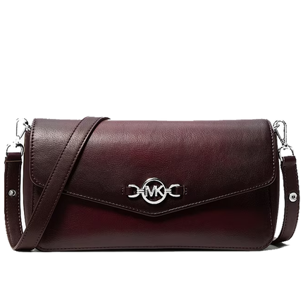 Michael Kors Women's Kacey Medium Burnished Shoulder Bag Maroon/Silver