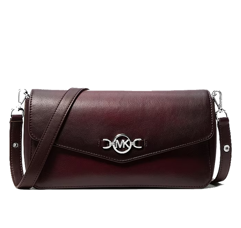 Michael Kors Women's Kacey Medium Burnished Shoulder Bag Maroon/Silver