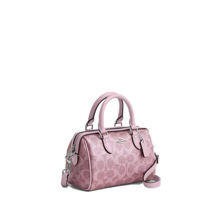 Coach Women's Boxed Mini Rowan Crossbody Bag And Mirror Bag Charm Set In Signature Canvas Silver/Pink
