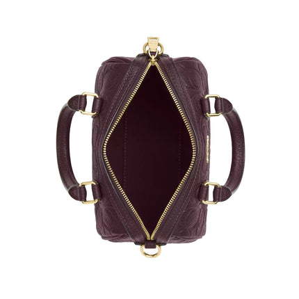 Coach Women's Boxed Mini Rowan Crossbody Bag And Mirror Bag Charm Set In Signature Leather Gold/Black Currant