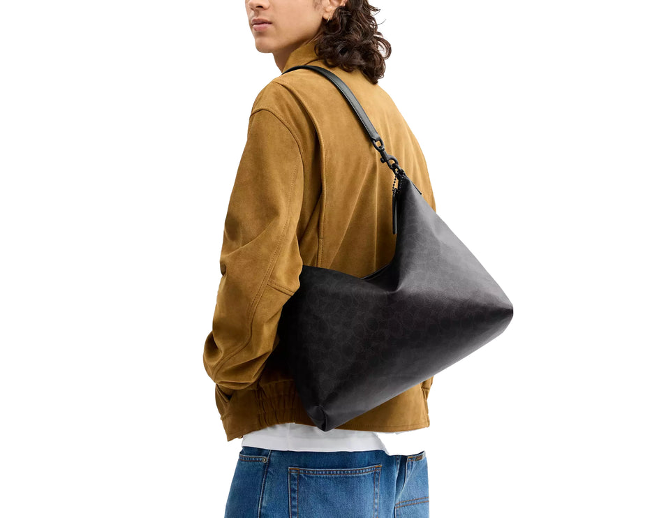 Coach Unisex Laurel Bag 36 In Signature Canvas Matte Black/Black