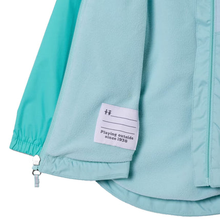 Columbia Girls' Toddler Rainy Trails III Fleece Lined Jacket Spray/Marine Light/Dolphin