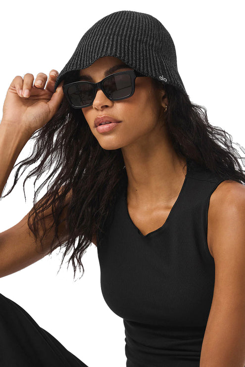 alo Unisex Denim Knit Cloche - Black/Anthracite