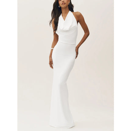 alo Women's Summer Soiree Halter Maxi Dress White