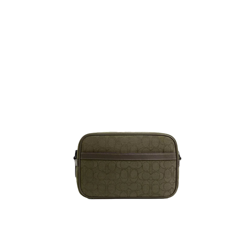 Coach Unisex Theo Camera Bag In Signature Jacquard Olive Drab