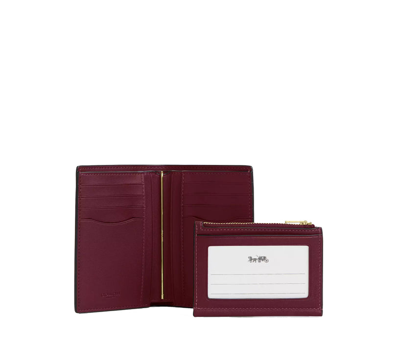 Coach Women's 2-In-1 Wallet Gold/Dark Cherry