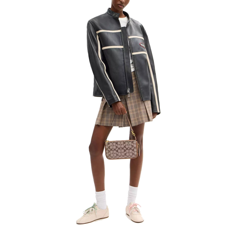 Coach Women's Plaza Bag In Crystal Signature Jacquard Brass/Mushroom