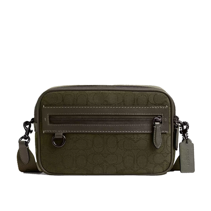 Coach Unisex Theo Camera Bag In Signature Jacquard Olive Drab