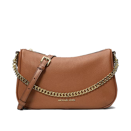 Michael Kors Women's Carmela Medium Pebbled Leather Convertible Crossbody Bag Luggage