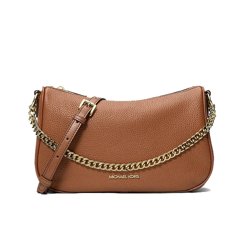 Michael Kors Women's Carmela Medium Pebbled Leather Convertible Crossbody Bag Luggage