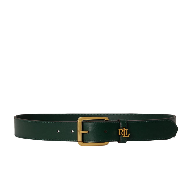 Polo Ralph Lauren Women's Logo Keeper Leather Belt Season Green