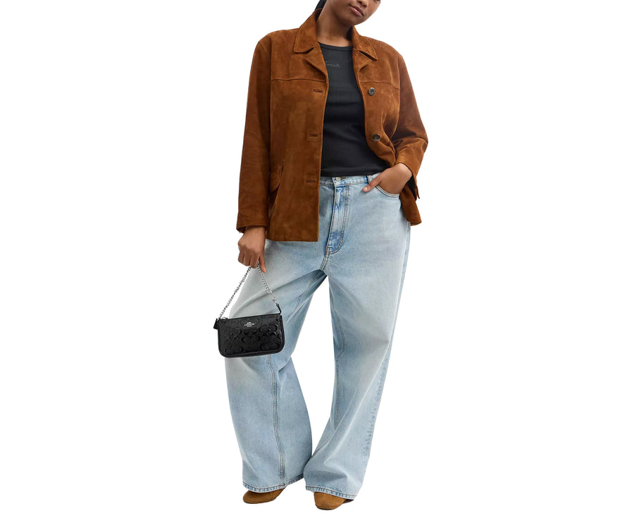 Coach Women's Nolita 19 In Signature Leather With Heart Charm Silver/Black