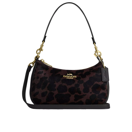 Coach Women's Teri Shoulder Bag In Haircalf With Leopard Print Gold/Dark Leopard