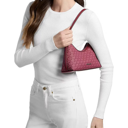 Michael Kors Women's Sammy Small Signature Logo Convertible Crossbody Bag Maroon