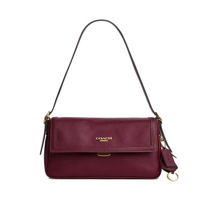Coach Women's Etta Small Flap Shoulder Bag Gold/Dark Cherry