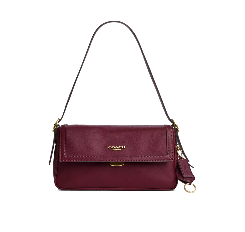 Coach Women's Etta Small Flap Shoulder Bag Gold/Dark Cherry