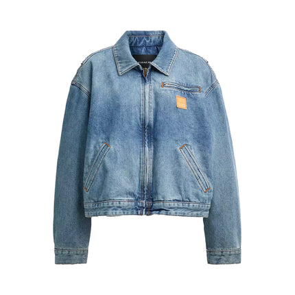 COACH Women's Zip Denim Cropped Jacket Cold Spring