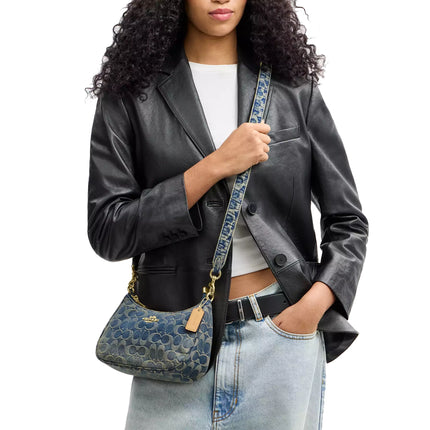 Coach Women's Teri Shoulder Bag In Signature Regenerative Cotton Denim Gold/Denim