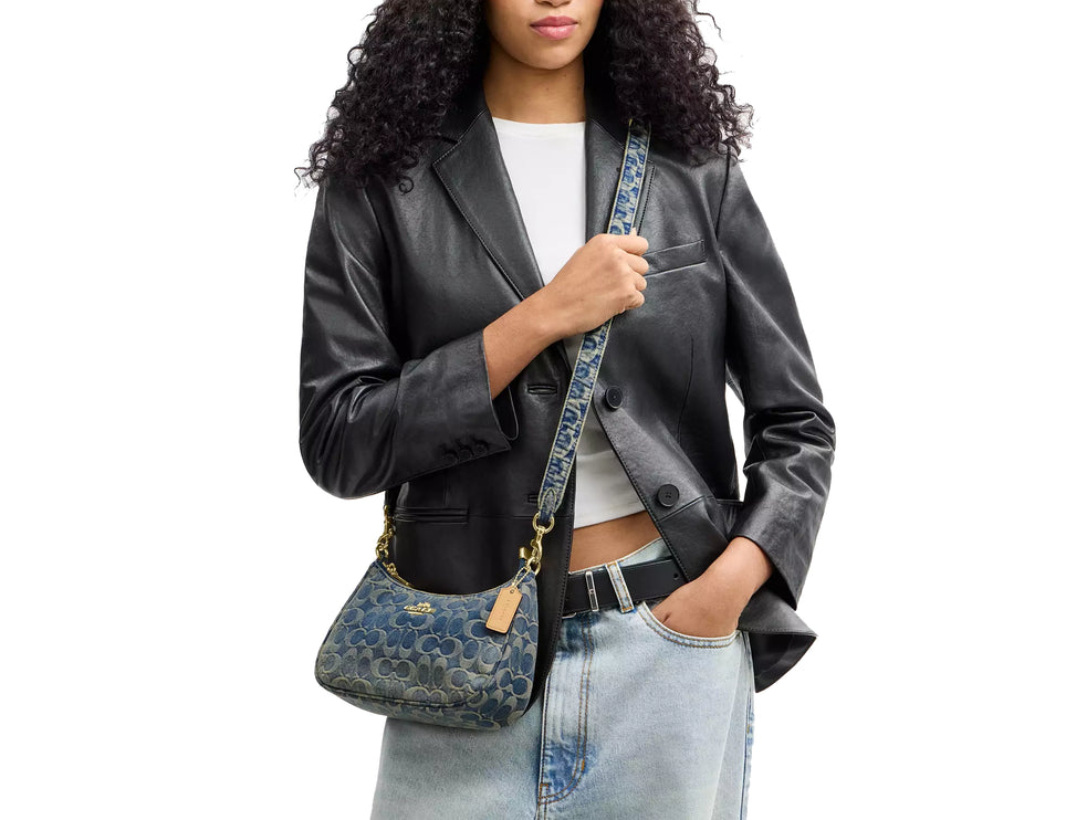Coach Women's Teri Shoulder Bag In Signature Regenerative Cotton Denim Gold/Denim