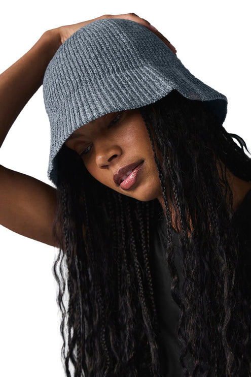alo Women's Denim Knit Cloche - Steel Grey/Anthracite