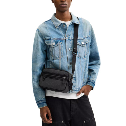 Coach Unisex Theo Camera Bag In Signature Jacquard Black