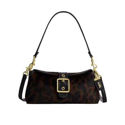 Coach Women's Abbie Shoulder Bag In Haircalf With Leopard Print Gold/Dark Leopard