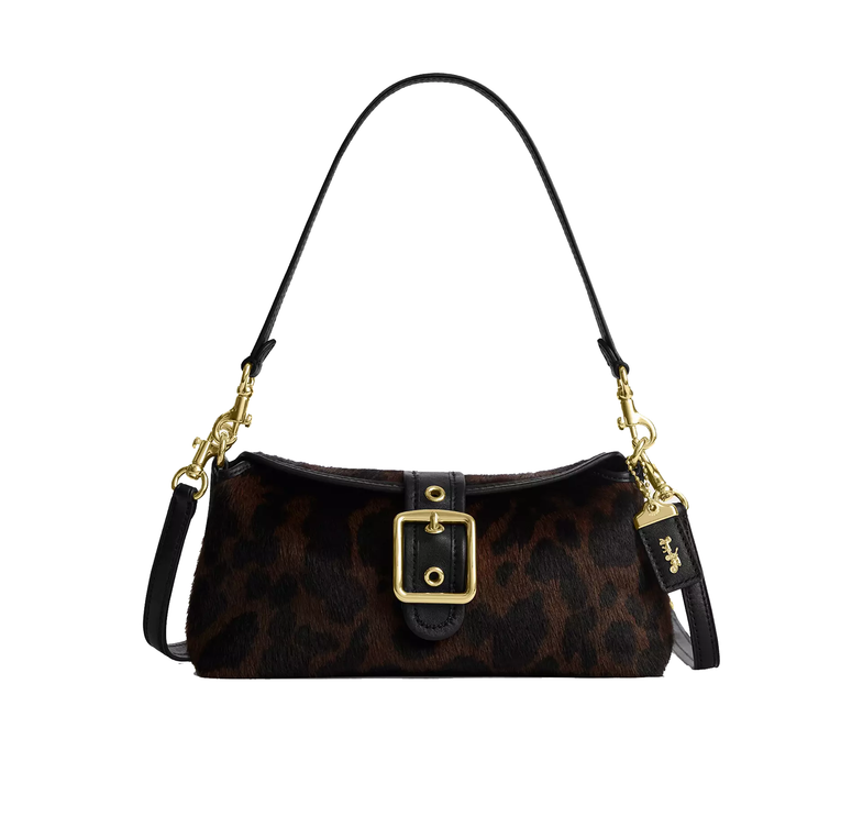 Coach Women's Abbie Shoulder Bag In Haircalf With Leopard Print Gold/Dark Leopard