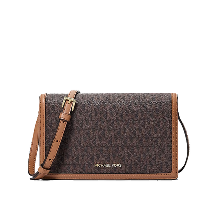 Michael Kors Women's Marlowe Medium Signature Logo Crossbody Bag Brown/Acorn/Gold