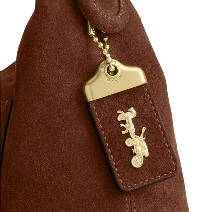 Coach Women's Allison Zip Top Shoulder Bag Suede/Gold/Warm Brown