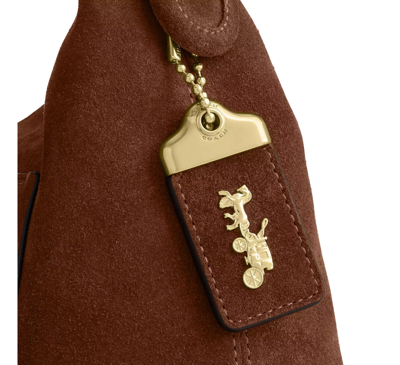Coach Women's Allison Zip Top Shoulder Bag Suede/Gold/Warm Brown