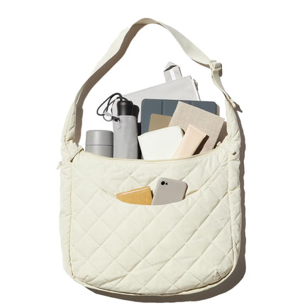 Uniqlo Unisex Quilted Puffy Shoulder Bag 30 Natural
