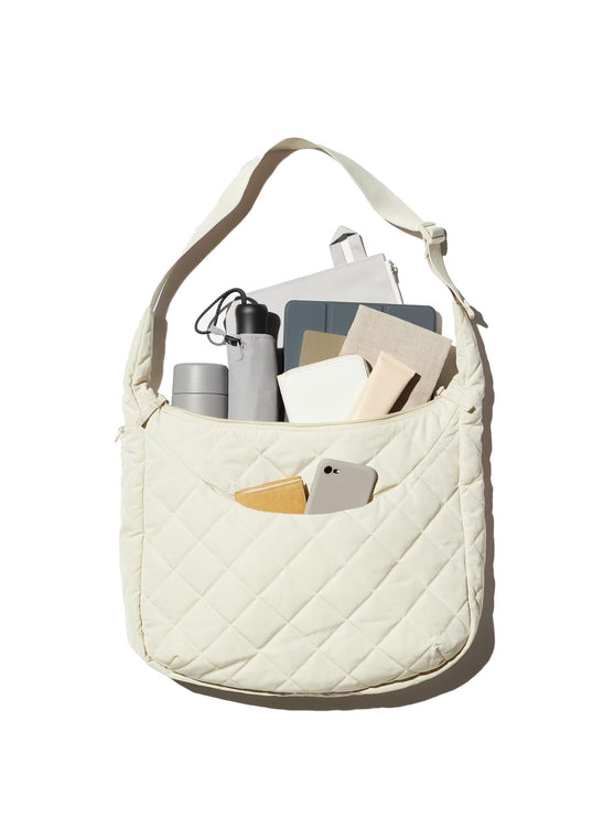 Uniqlo Unisex Quilted Puffy Shoulder Bag 30 Natural
