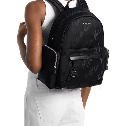 Michael Kors Women's Prescott Large Printed Nylon Backpack Black