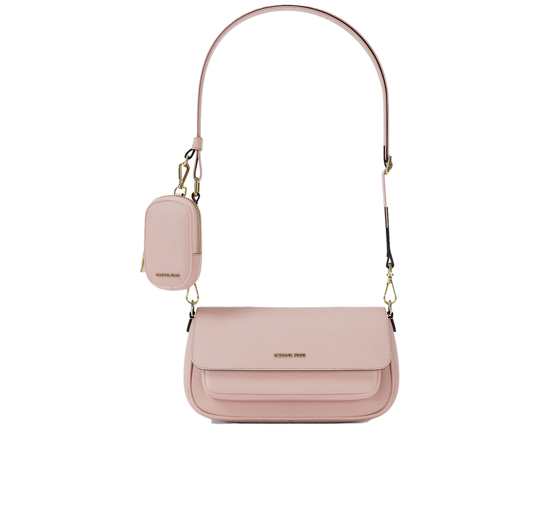Michael Kors Women's Jet Set Travel Small Pebbled Leather Crossbody Bag With Pouch Powder Blush/Gold