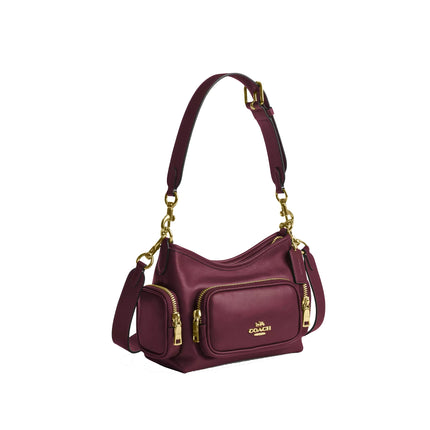Coach Women's Laurel Shoulder Bag 22 With Pockets Gold/Dark Cherry
