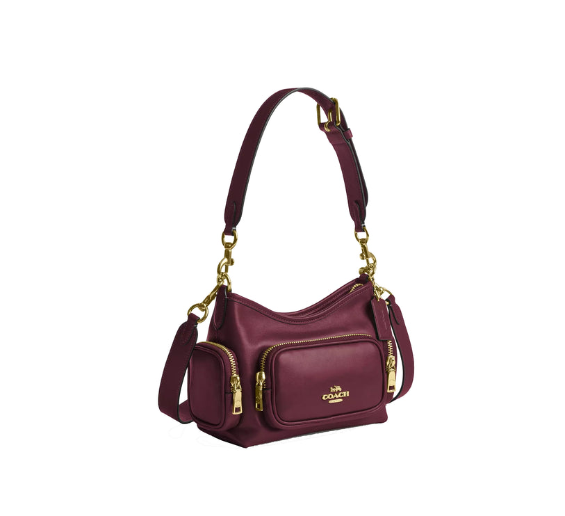 Coach Women's Laurel Shoulder Bag 22 With Pockets Gold/Dark Cherry