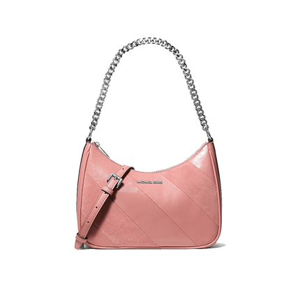 Michael Kors Women's Jet Set Travel Large Convertible Pochette Bag Sunset Rose/Silver