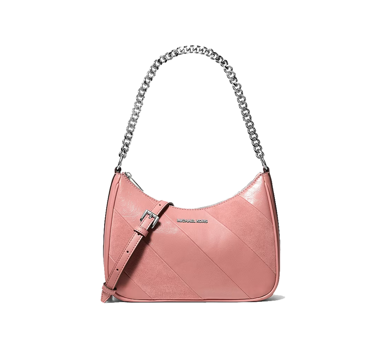 Michael Kors Women's Jet Set Travel Large Convertible Pochette Bag Sunset Rose/Silver